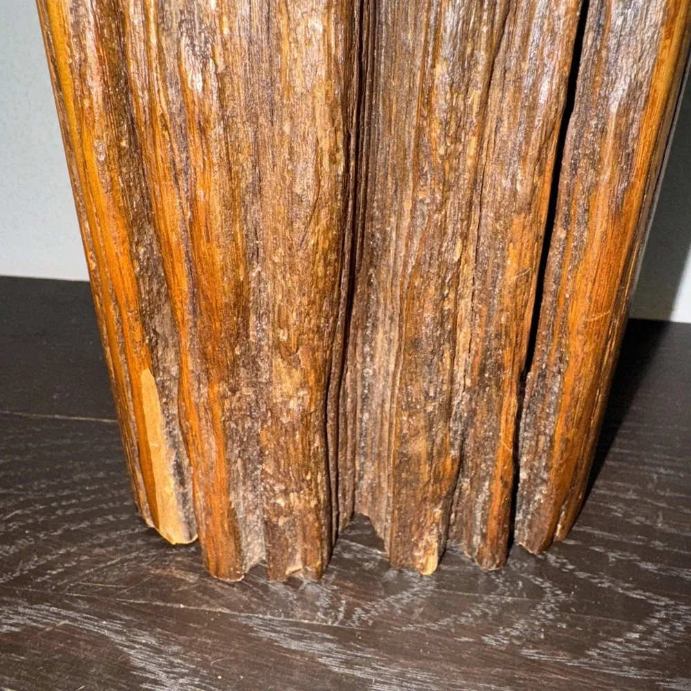 Vtg Wood Bud Vase Sculpture Carving 14.25